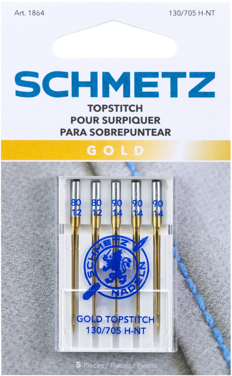 Schmetz Topstitch Gold Machine Needles-Size 80/12 (3) Size 90/14 (2) 5 Total